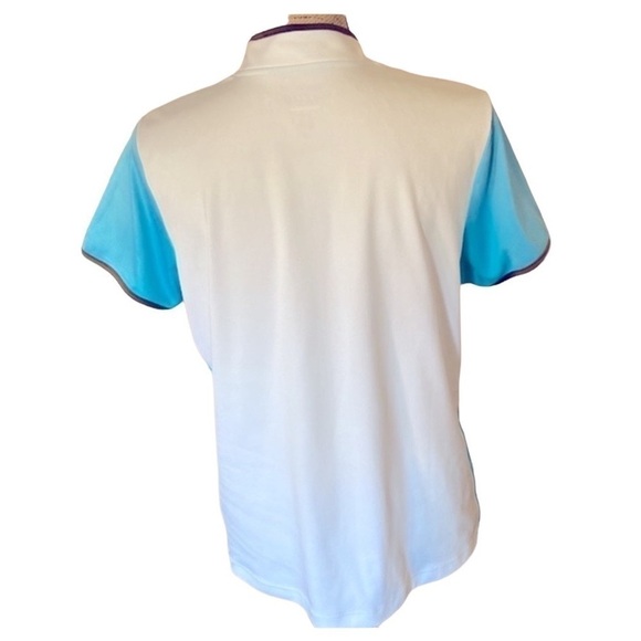 IZOD Athletic Golf Polo White Turquoise Size Large Excellent Condition - Picture 2 of 8
